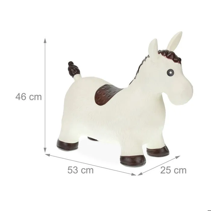 Relaxdays Animal sauteur, jouet en forme de cheval, avec pompe à air, charge maximale 50 kg, 3 ans et plus, blanc-3