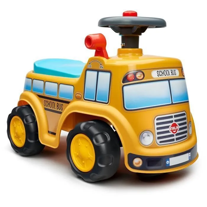 Porteur - FALK - School Bus - Assise ouvrante - Volant directionnel - Dès 12 mois - 100% Fabriqué en France-0
