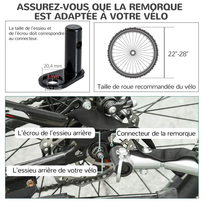 PawHut - remorque vélo chien - Acier - 130x73x90cm - Bleu et noir-5