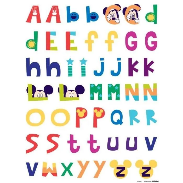 Sticker - AG DESIGN - Alphabet Mickey Mouse - Bleu - 65x85cm - Décoration amovible-0