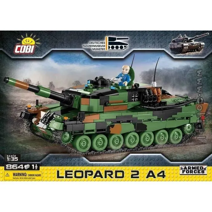 Jeux de construction - Char Leopard 2 A4 - 864 pièces - 1 figurine 1/35 Cobi-0