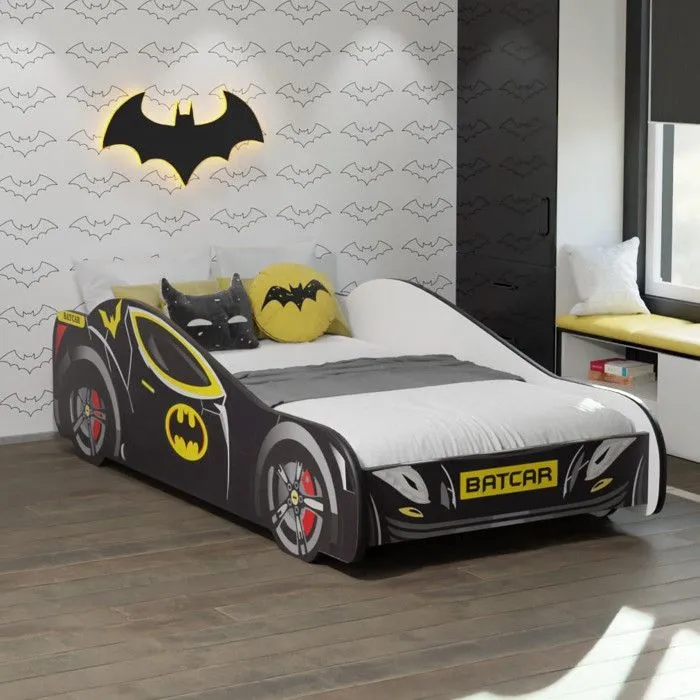 Lit enfant pour garçon voiture Batman batcar avec matelas et sommier inclus - 160 cm x 80 cm-1