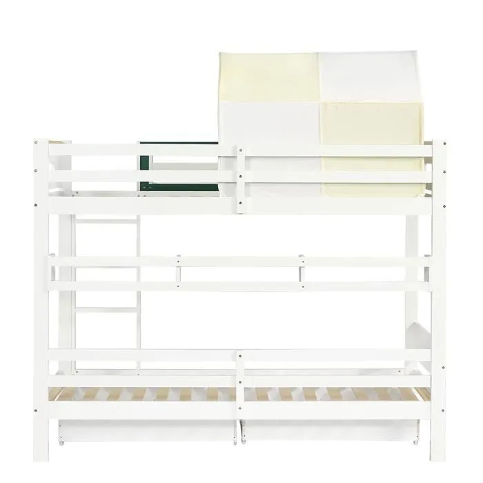 Lit superposé - Noname - 90x200 cm - Tente intégrée - Protection contre les chutes - Rangement sous le lit-3