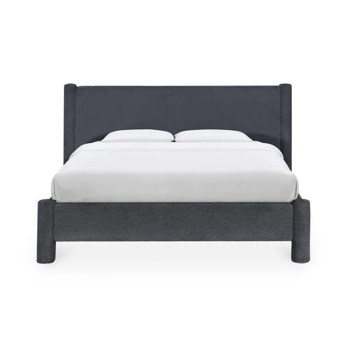 ALINA - Lit double effet peau de mouton anthracite 140x190 cm-2