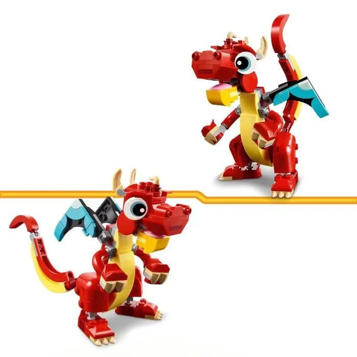 LEGO® 31145 Creator 3en1 Le Dragon Rouge; Jouet avec 3 Figurines d'Animaux, dont un Dragon Rouge, un Poisson et un Phénix-2