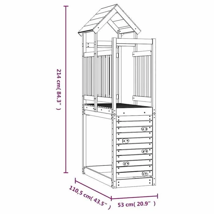 vidaXL Tour de jeu et paroi rocheuse 53x110,5x214 cm bois pin imprégné 826552-3