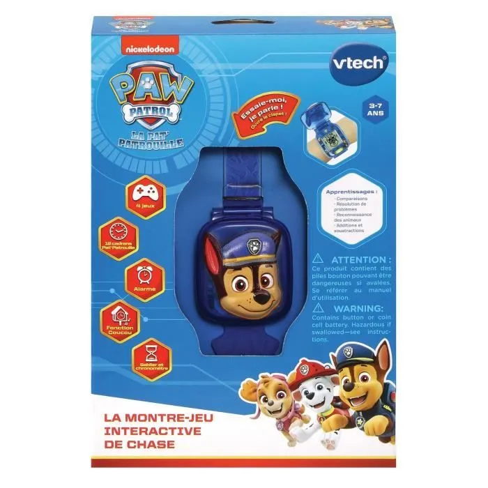 Montre-Jeu Interactive de Chase - VTECH - Pat Patrouille - Multifonction parlante pour enfant-1