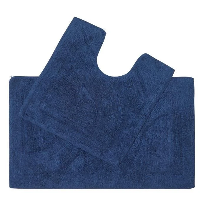 Tapis de bain pur Coton haut de gamme 2 pièces Bleu Roi-0