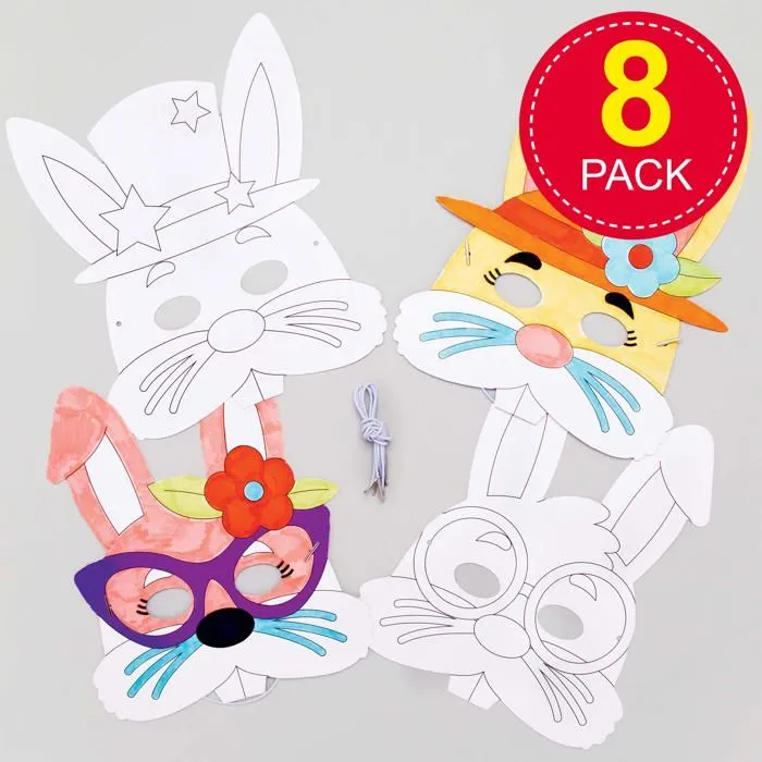 Baker ross - AT430 - Masques de lapins de Paques a colorier (Paquet de 8) - Loisirs creatifs pour enfants et adultes-1