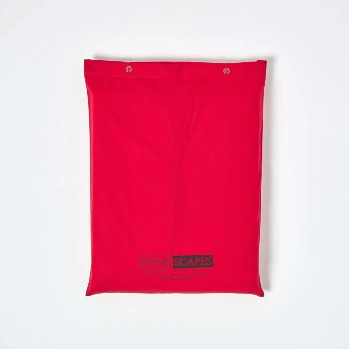 Housse de couette et taies d'oreiller unies en coton égyptien 200 fils Rouge 200 x 200 cm-3