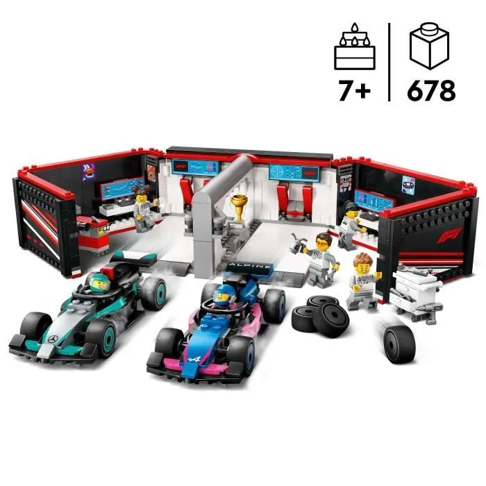 LEGO City 60444 Garage de F1 et voitures Mercedes-AMG et Alpine Jeu pour garçon dès 7 ans-1
