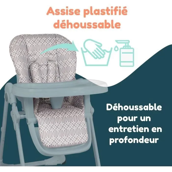 Chaise haute multipositions - BAMBISOL - Inclinable - Jusqu'à 3 ans - Beige / Blanc-8