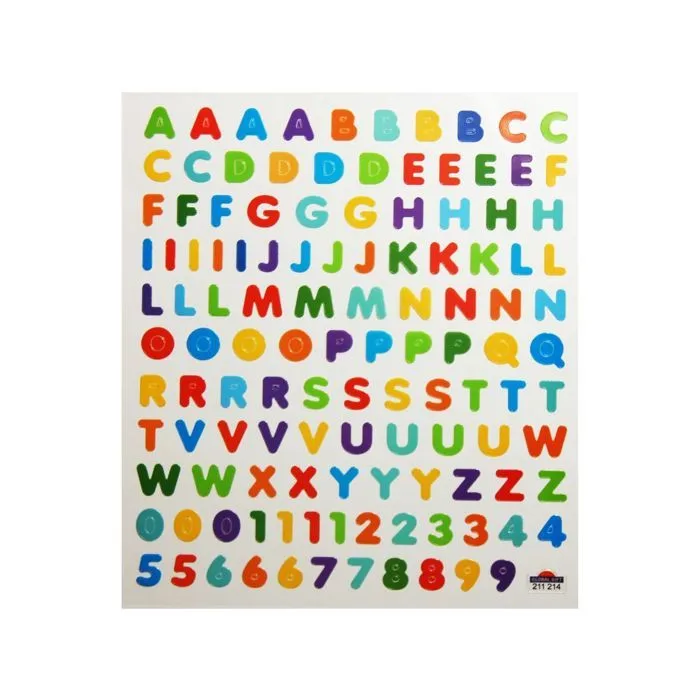 120 Autocollants - Alphabet & Chiffres - Multicolores-2