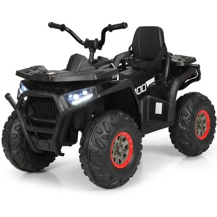 COSTWAY Quad Électrique 12V pour Enfants 3+ Ans, avec LED et Musique, 4 Roues Antidérapantes, pour Différents Terrains, Noir-0