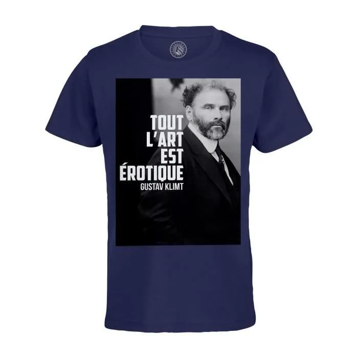 T-shirt Enfant Bleu Tout L'art Est Érotique Klimt Peinture Citation Inspiration Artiste-0