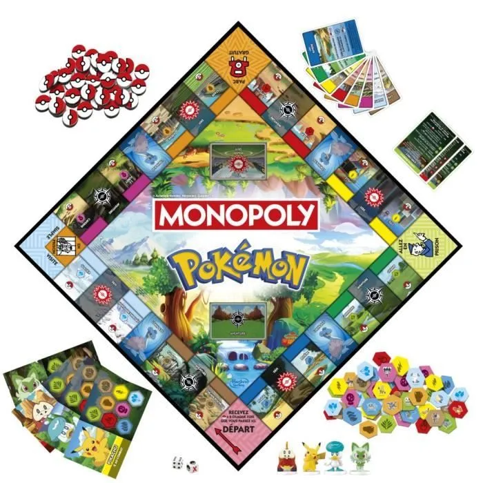 Monopoly Pokémon, jeu de société de plateau, 2 à 4 joueurs, jeux pour enfants et fans de Pokémon, env. 45 minutes, dès 8 ans-1