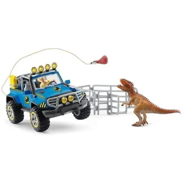 Voiture tout-terrain avec avant-poste Dino - SCHLEICH - 41464 - Dinosaurs-1