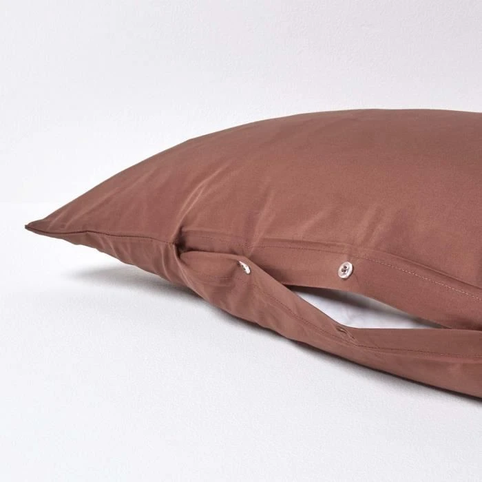 Taie d'oreiller spécial oreiller cervical en coton égyptien 200 fils Forme V marron-3