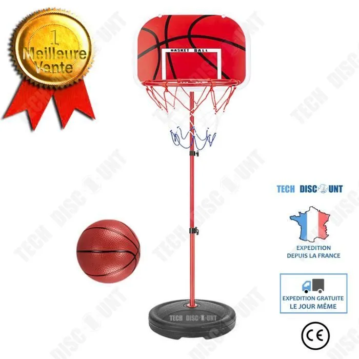 TD® Support de basket réglable pour enfants jouets de sport de tir intérieur et extérieur (1,2 mètres) s1201 panier en plastique 1 b-0