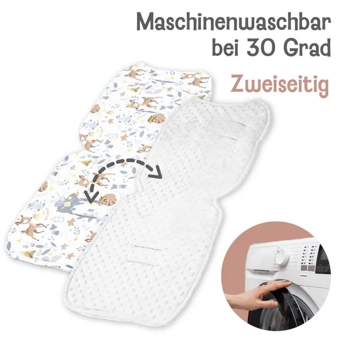 Reducter de siège 75 x 35 cm - Reducter de poussette enfant -Minky Gris clair – Cerf-2