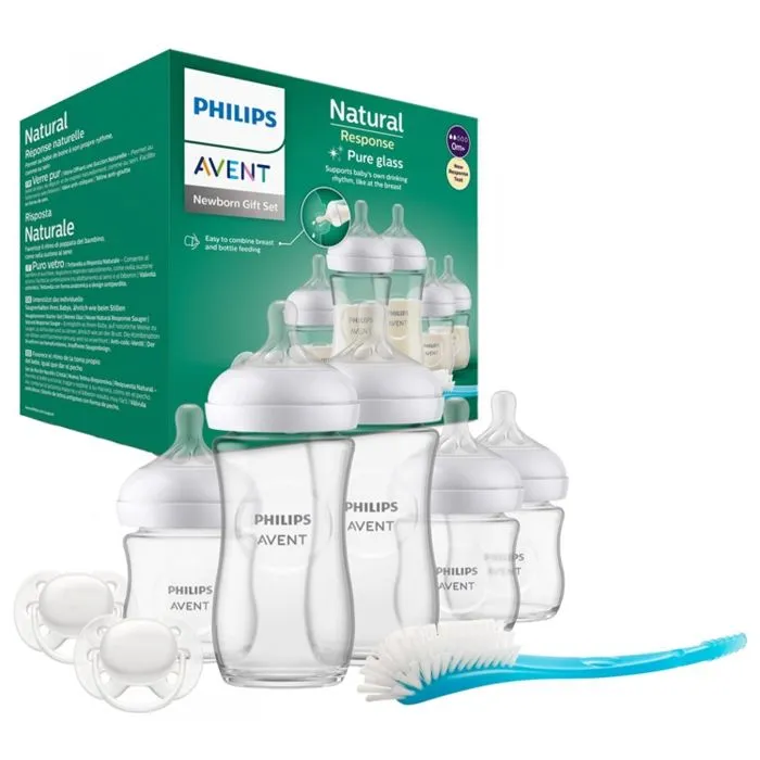 Coffret de Naissance Biberon Verre Natural - PHILIPS AVENT - Kit nouveau-né - 240 ml - Mixte-0