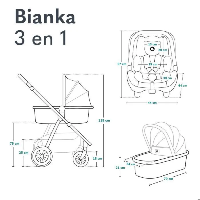 Poussette combinée 4en1 LIONELO Bianka -Jusqu'à 22Kg - Pack poussette, Nacelle, Siège auto, Base ISOFIX, sac et accessoires - Gris-5