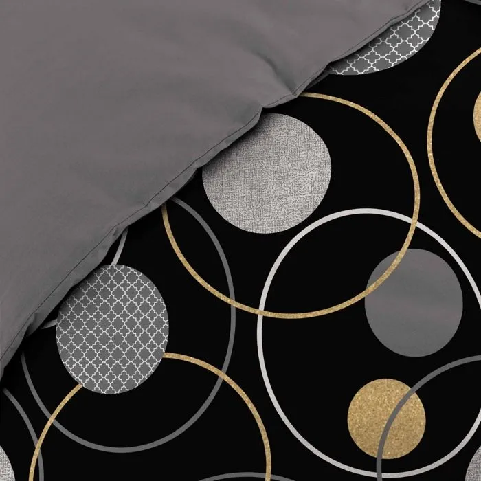 Parure de lit 3 pièces - Milord - Ronds gris et or - 240 x 220 cm - Taies 63 x 63 cm - 57 fils-2