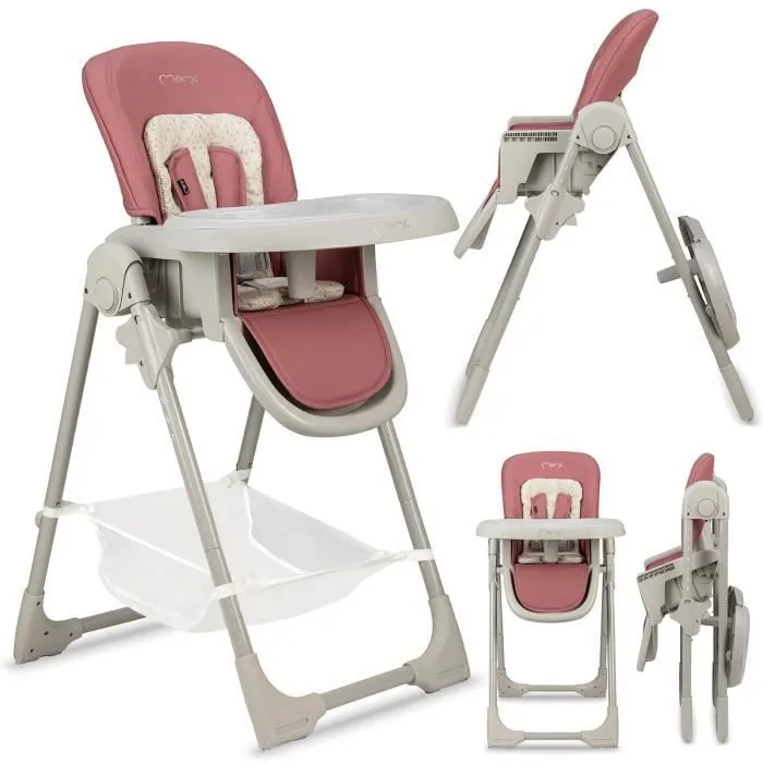 MoMi GOJO - Chaise haute multifonction - Réglable - Jusqu'à 15 kg - Rose-0