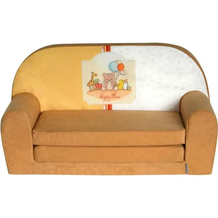 Canapé lit enfant FORTISLINE Happy Place - Marron - Microfibre - A partir de 3 ans-0