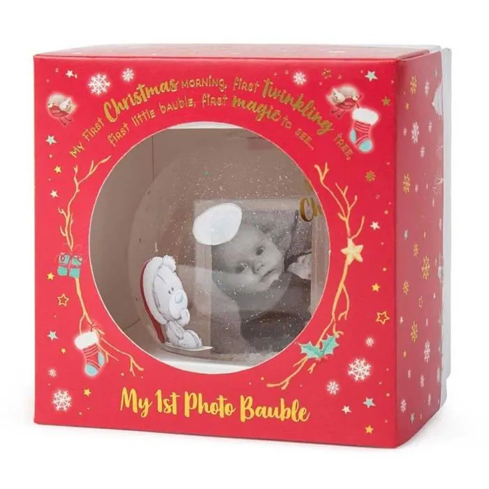 Me to you bear - XGT92005 - Me To You Boule de Noel en Verre avec Photo Bleu/dore/Gris/Rouge-1