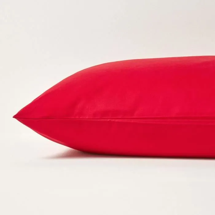 Taie d'oreiller Rouge - HOMESCAPES - 100% Coton égyptien - 40 x 80 cm-1
