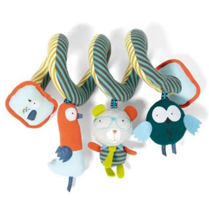 Jouets pour bébé suspendus spirale en peluche jouets d'activité bébé jouets de chevet musique Mobile bébé oiseau jouets en peluche-0