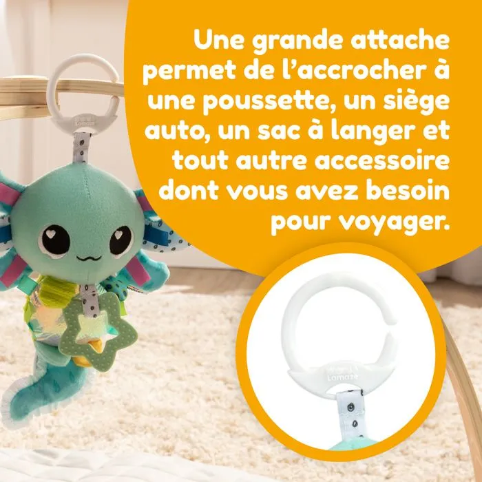 Peluche d'éveil sensoriel - Lamaze - Alise l’Axolotl - Couleurs vives - 0 à 6 mois - À clipser-3