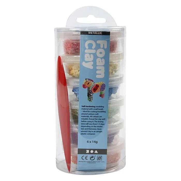 Assortiment Pâte à modeler autodurcissante Métallique Foam Clay - Arc en ciel - 6 pcs-0