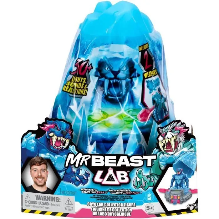 Cryo Lab - MOOSE TOYS - Mr. Beast Lab - 18 cm, 30 Lumières et Sons, 2 Fauves à Collectionner-4