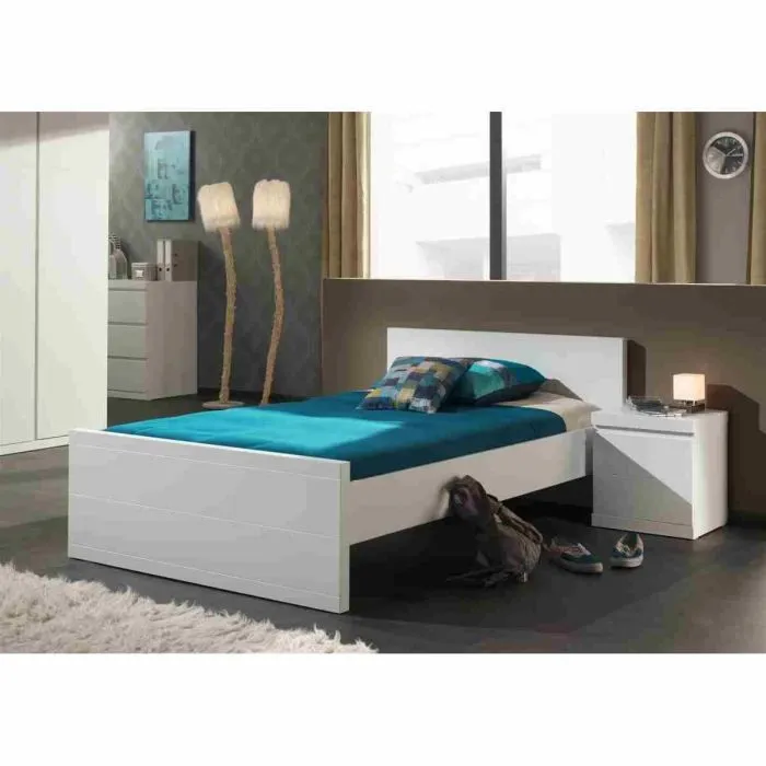 Vipack - Lit enfant 90 x 200 cm Laqué Blanc - LARA-0