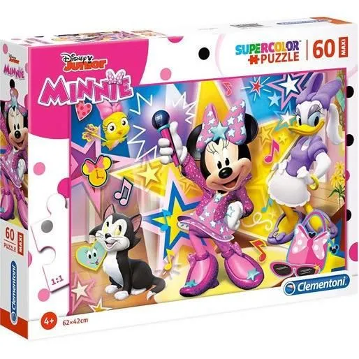 Puzzle Maxi Supercolor Minnie Mouse - Clementoni - 60 pièces - Thème Humains et Célébrités - Multicolore-0