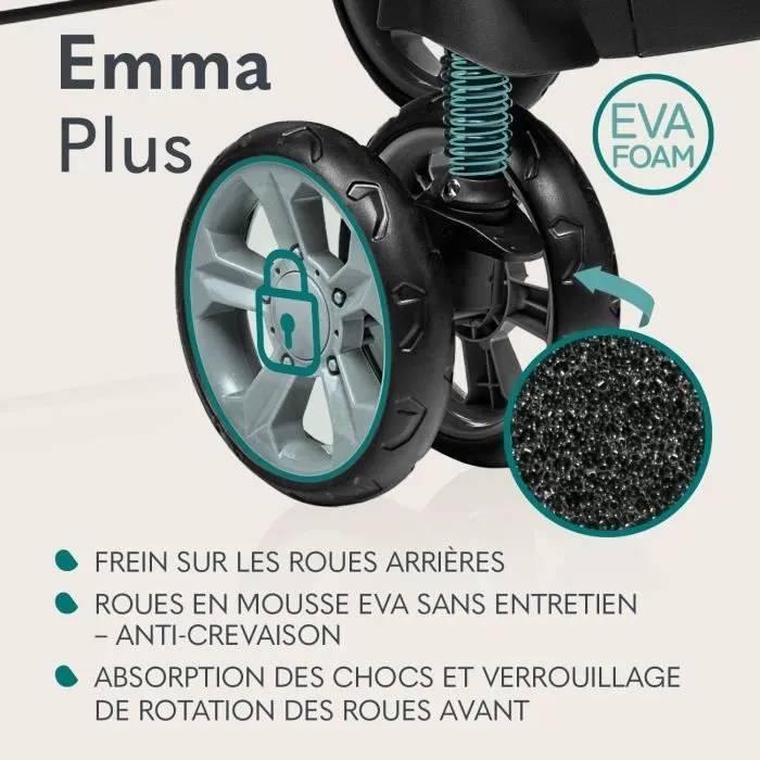 LIONELO Emma - Poussette bébé compacte - De 6 à 36 mois - Ceinture 5 points de sécurité - accessoires sac inclus - Turquoise-3