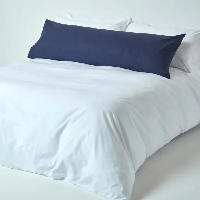 Taie de Traversin - HOMESCAPES - 50 x 140 cm - Coton 200 fils - Bleu Marine - Hypoallergénique-1