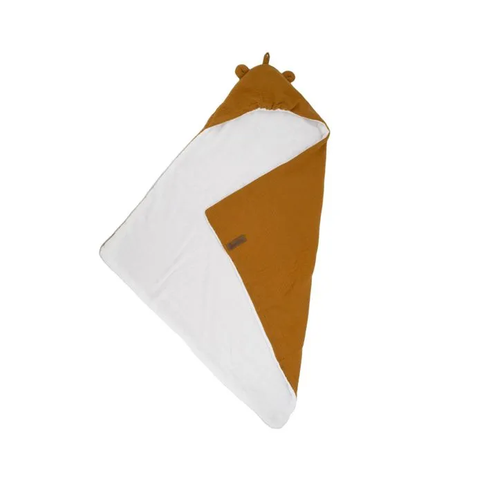 Cape de bain en gaze de coton avec oreilles d'ourson Bronze 75x75 cm-0