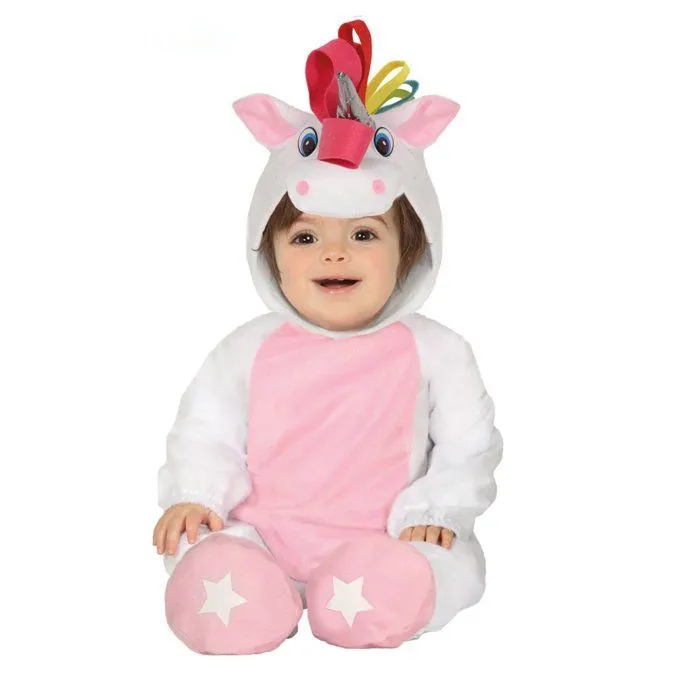 Déguisement combinaison avec capuche licorne blanche bébé-0