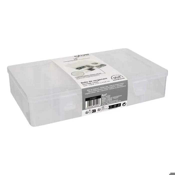 Boite de rangement - Transparent - 14 compartiments - 27x18x4cm-2
