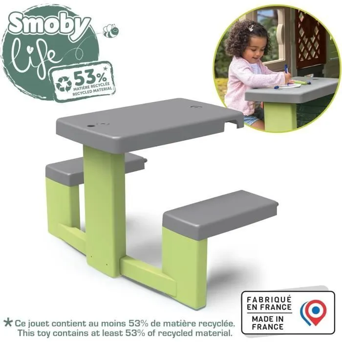 Smoby Life - Table de Pique Nique adaptable aux maisons Smoby - 2 bancs-3