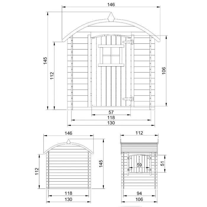 Maisonnette en Bois pour enfant - TIMBELA - H145 x 105 x 130 cm - Ep. 19 mm - Pin / épicéa-2