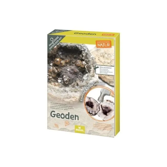 Kit de découverte des géodes - MOSES - Géodes à casser - Lunettes de protection - Loupe - Sac de rangement-0