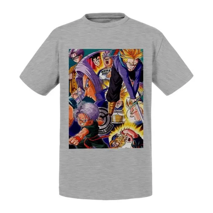 T-shirt Enfant Gris Dragon Ball Z Trunks Capsule Z Anime Manga Japon-0