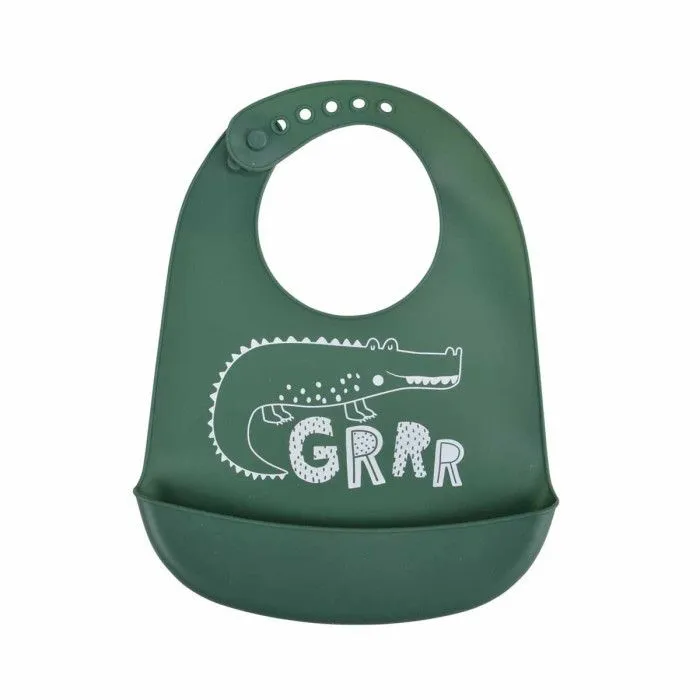 Bavoir Silicone Bébé "Sweet Savane" 30cm Vert-0