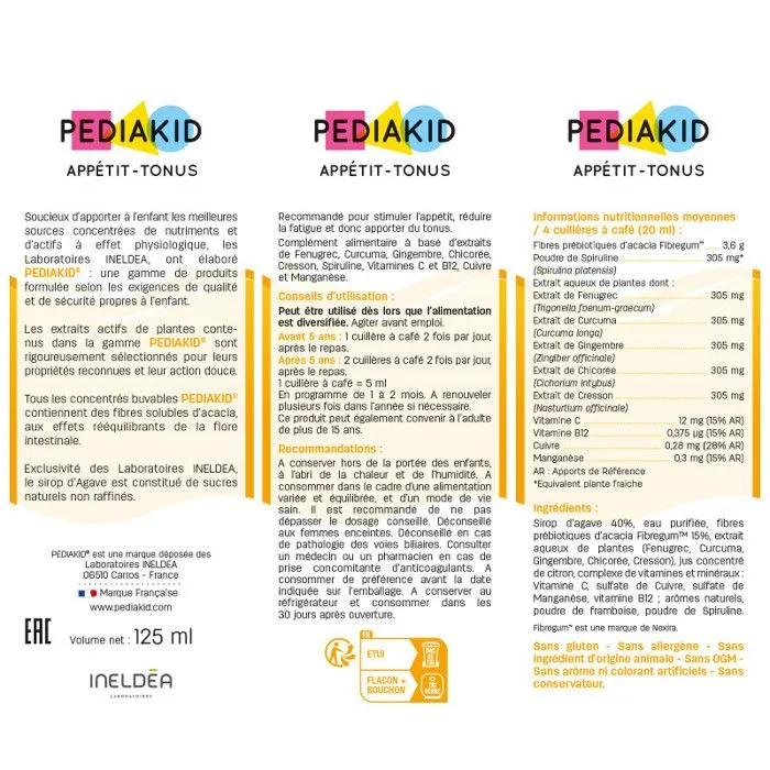 PEDIAKID - Complément Alimentaire Naturel Pediakid Appétit-Tonus - Formule Exclusive au Sirop d'Agave - Stimule l'Appétit - Aide à l-2
