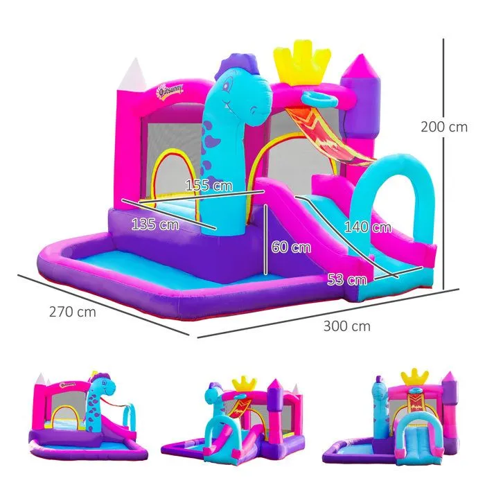 Château Gonflable avec Toboggan et Piscine - OUTSUNNY - Pour Enfants +3 Ans - Multicolore-3