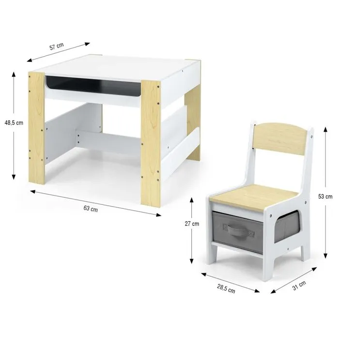 Table et chaises - MILLY MALLY - Sven Natural - Bois massif - 2 places - Bureau enfant-4